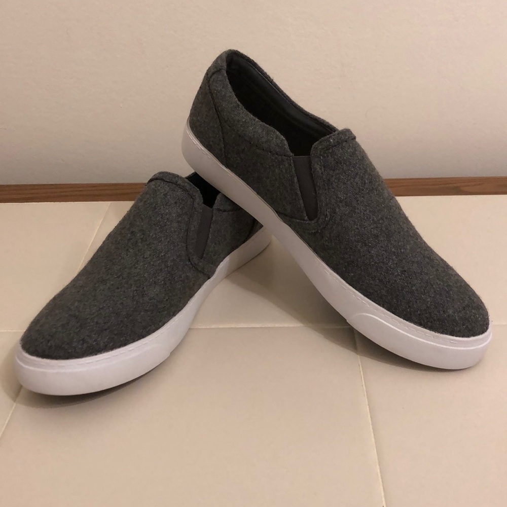 Clarks Grey Felt Slip On Sneakers